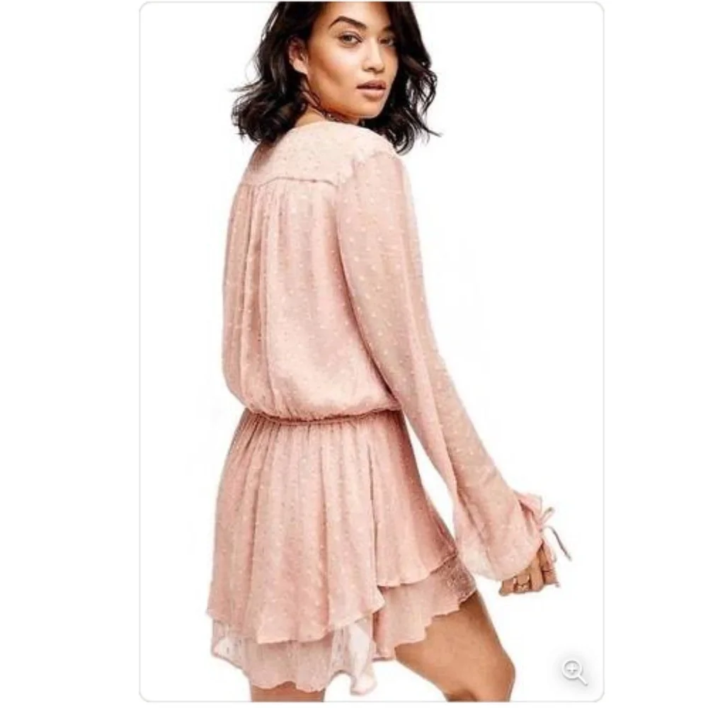 Free People Blush Daliah Swiss Dot‎ Mini Dress